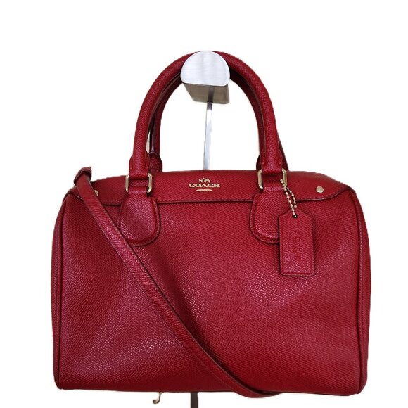 Coach Rowan Red Leather Shoulder Bag Handbag Purse - Picture 1 of 11